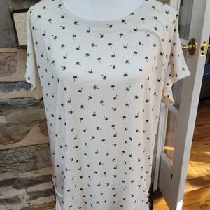 Palm tree print top, XL, linen blend